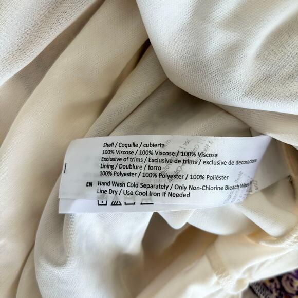 Band of the Free Lynnette Purple & Cream Paisley Print Boho Mini Dress Medium - Picture 8 of 9